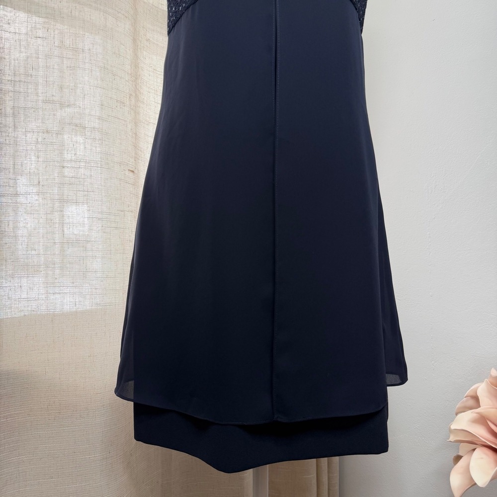 90s Y2K Vintage David Warren Glitter Dress Sparkles Navy Blue Women's Size 6 - Picture 6 of 11